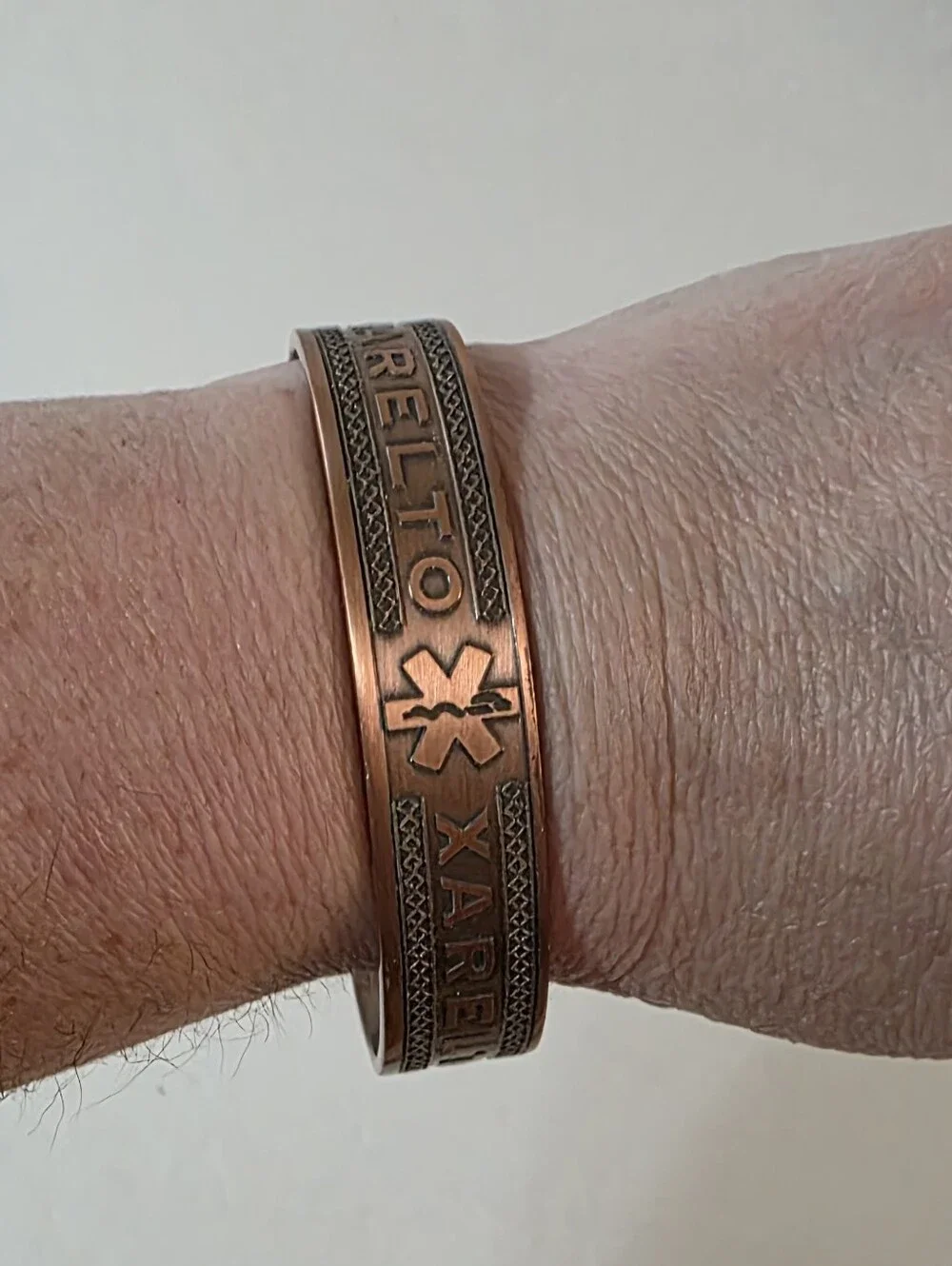 Agneti Xarelto Copper Medical Alert Cuff Bracelet